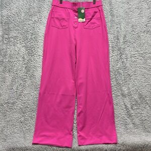 Halara Pants Womens Large Pink Straight Leg Pull On High Waisted Stretch Pockets